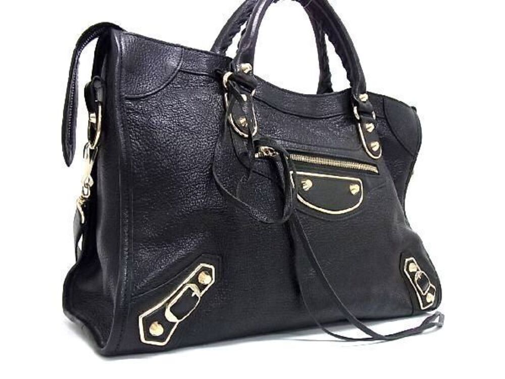 Balenciaga Bag City 2way Leather Mirror Black Shoulder The